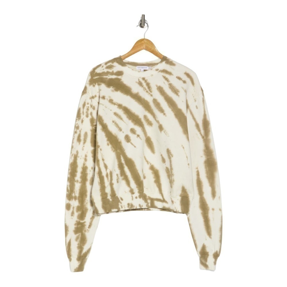 Good American Boyfriend Pullover Sweatshirt in Putty Tie Dye001 (F1)